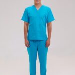 Costum Medical Bărbati Stretch în V- Turcoaz- Mela Medicals