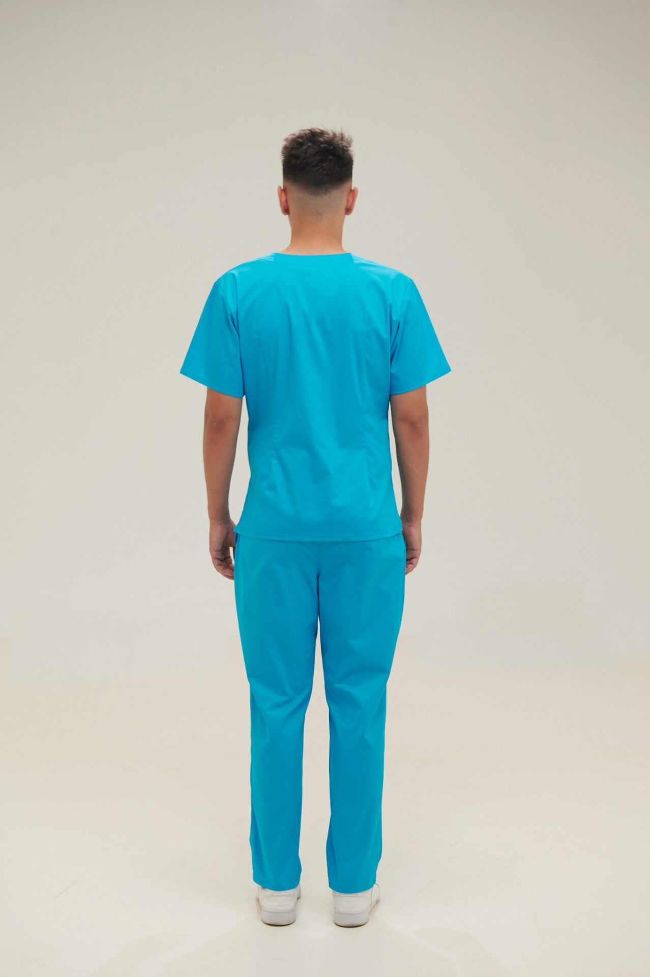 Costum Medical Bărbati Stretch în V- Turcoaz- Mela Medicals 3